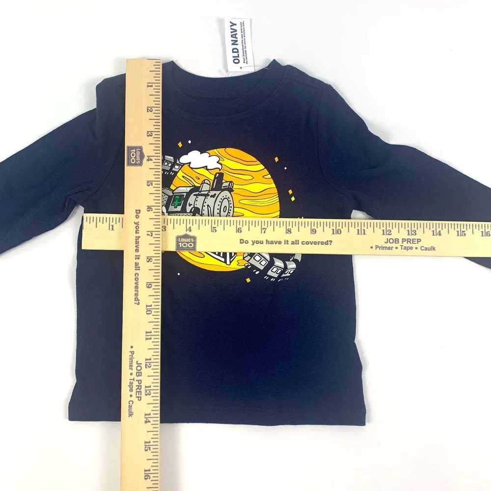 Old Navy‎ Baby Long Sleeve T Shirt Space Train boys Sz 18-24m Navy Blue